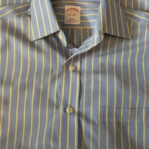 Brooks Brothers Classic Striped Shirt in Blue and Yellow 15-32 Regular Fit